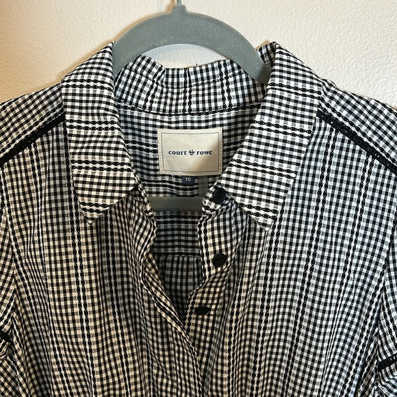 COURT & ROWE Gingham Midi Dress‎ Short Sleeves Black and White Picnic Check - Picture 6 of 14